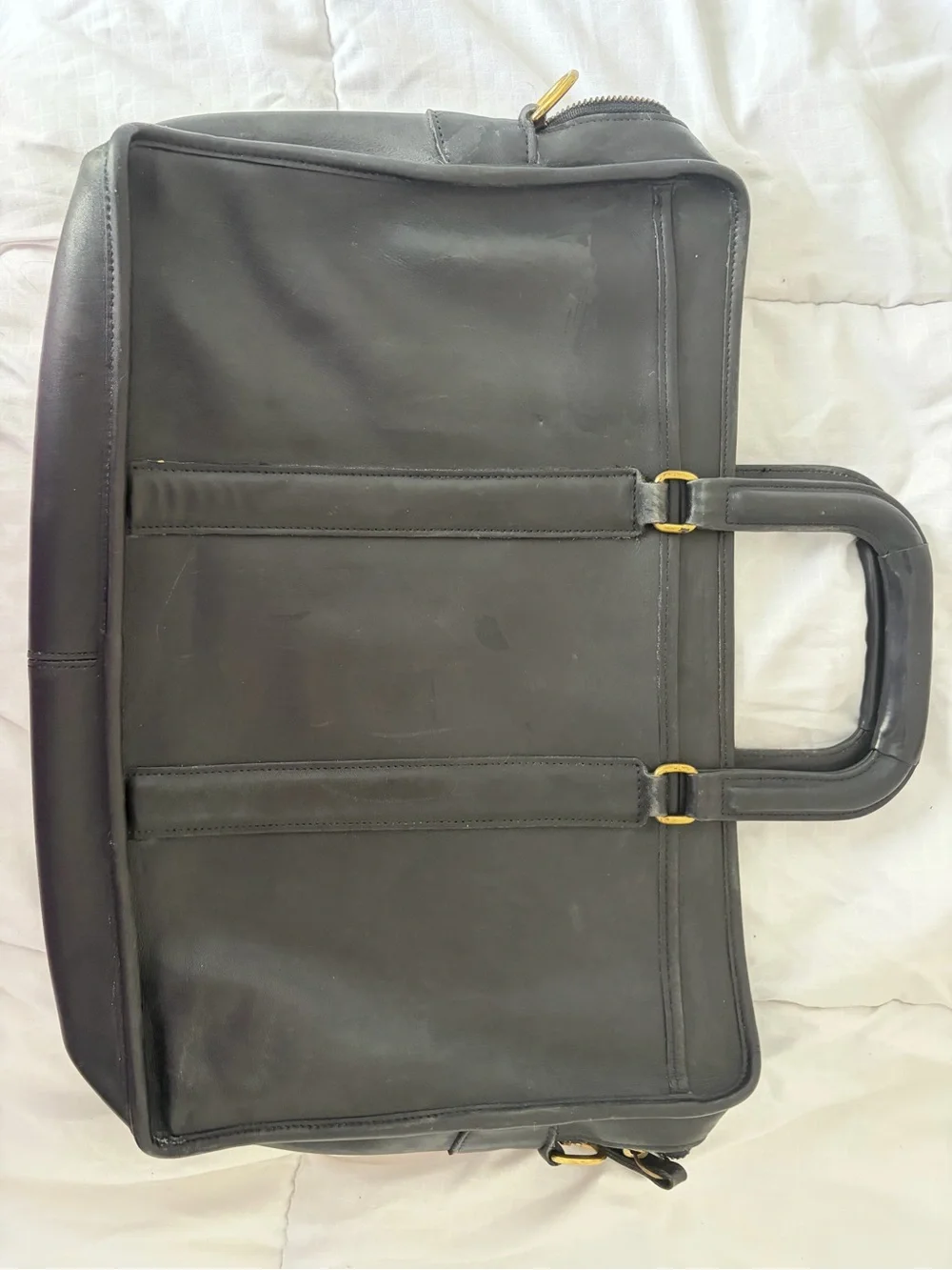 Men's Black Leather Briefcase with Top Handles